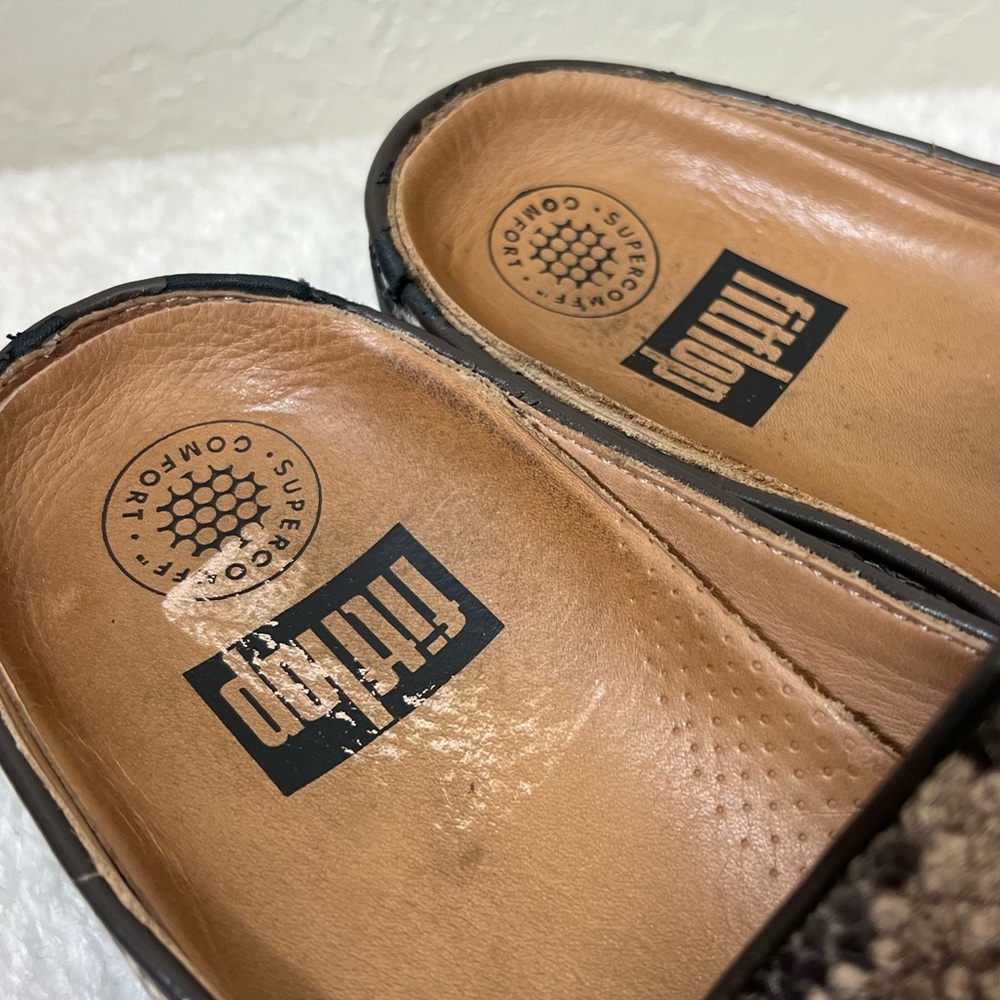 FitFlop Superskate leather slip-on mule shoes in a snake print Size 8.5 - Picture 8 of 12